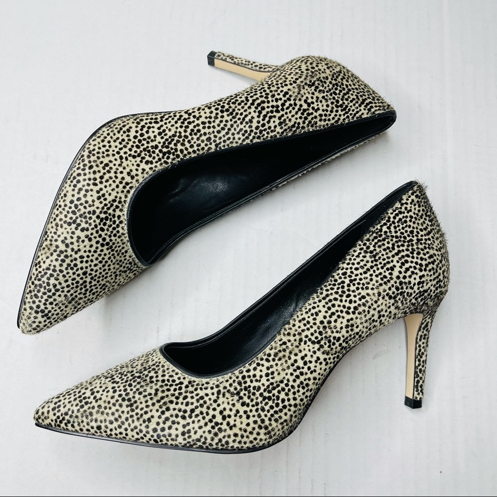 CUPCAKES AND CASHMERE pointy toe dotted animal print stilettos heels